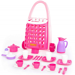 Забавная тележка + набор детской посуды (31 элемент) ПОЛЕСЬЕ