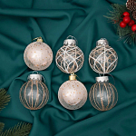 Набор шаров пластик d-8 см, 4 шт "Бархатный зной" серый   10514187