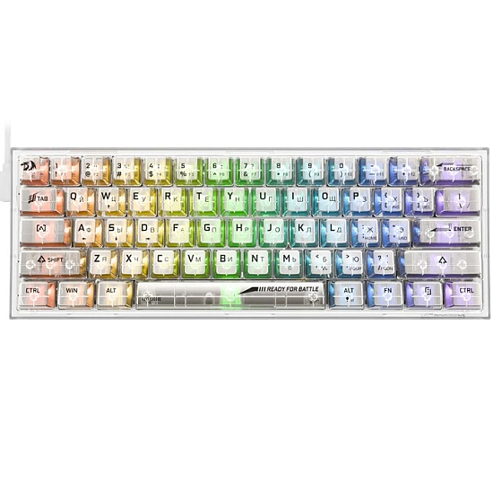 Клавиатура REDRAGON Fizz RU,RGB,прозрачный белый (71736)