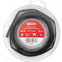 Термоусаживаемая трубка ТУТ нг 8/4 черная ролик 2 м EKF