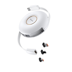 Кабель Type-C <--> Lightning/Type-C/microUSB  1.0м BASEUS CAMLC-02 Zinc Magnetic, белый