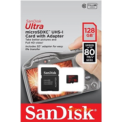 Micro SD 128Gb SanDisk Class 10 Ultra Android UHS-I (100 Mb/s)