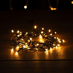 Гирлянда свеодиодная СТАРТ НГ 50LED 220V 1 реж 3,5 м нить теплый