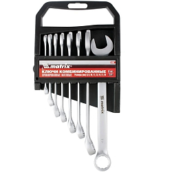 Набор ключей комбинированных, 6 - 19 мм, 8 шт., CrV, матовый хром// Matrix