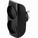 Тройник 2 гн. SMARTBUY SBE-10-A04b-2, черный, 10А