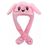 Шапка Зайка розовый, с двигающимися ушами