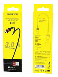 Кабель USB <--> Type-C  1.0м BOROFONE BX21 Outstanding, ткань, красный