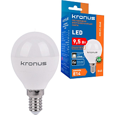 Лампа светодиодная KRONUS G45 шар 9.5W/6000K/E14 холодный свет (10/100)