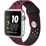 Силиконовый ремешок NIKE BAND 42/44/45/49mm, № 47_гранат & черный