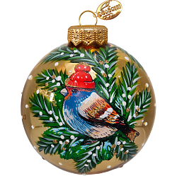 Шар "Воробей в шапочке", 80 мм., в подарочной упаковке, КУ-80-244036