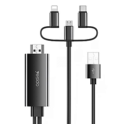 Кабель HDMI <--> Lightning/microUSB/Type-C  1.8м YESIDO HM05 серый