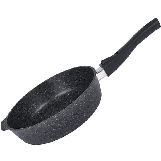 Сковорода глубокая 24см KUKMARA сггч242а, линия "Granit" (black), со съемной ручкой