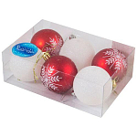 Набор шаров 6 см, 6 шт, красный+белый SYCB17-020 арт.003424