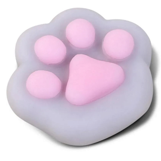 Антистресс таба сквиш кошачья лапка бело-сиреневая средняя