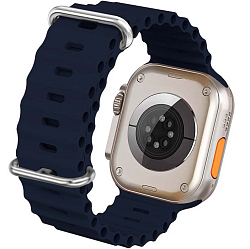 Силиконовый ремешок OCEAN BAND 42/44/45/49mm, № 08_темно-синий , застежка-пряжка