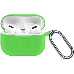 Силиконовый чехол SILICONE CASE для AirPods Pro 2, №19_салатовый, с карабином