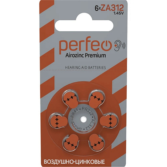 Элемент питания PERFEO ZA312 BL-6 Airozinc Premium (6/60/600)