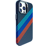 Задняя накладка LUXO MagSafe для iPhone 15 Pro Max чёрный, разноцветные полосы