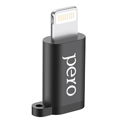 Переходник microUSB >--> Lightning PERO AD01 черный