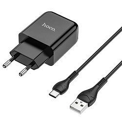 Сетевое ЗУ 1USB 2.1A HOCO N2, Vigour, Type-C, X37 cool, чёрный