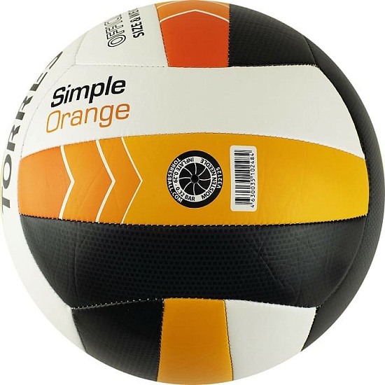 Мяч волейбольный TORRES Simple Orange, размер 5, синтетическая кожа (ТПУ), машинная сшивка, бутиловая камера, бел-г