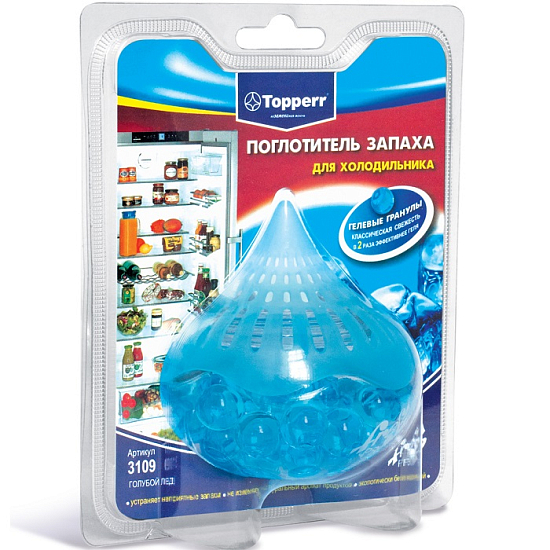 Поглотитель запаха для холодильника гелевый TOPPERR 3109, "Голубой лед"