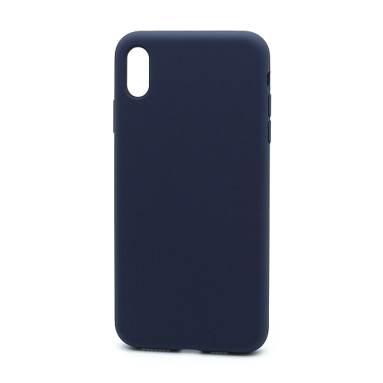Силиконовый чехол SILICONE CASE для iPhone XR матовый, синий, тёмный, без логотипа