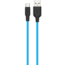 Кабель USB <--> Type-C  1.0м HOCO X21 Plus синий, чёрная вставка
