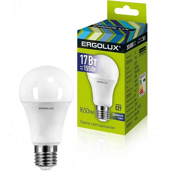 Лампа светодиодная ERGOLUX A60 17W/6500K/E27