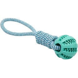 Игрушка канатная плетёная с мячом, до 30 см, до 120 г, голубая