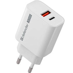 Сетевое ЗУ 1USB/1Type-C DEFENDER UPA-130  белый