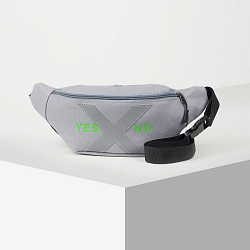 Сумка поясная, текстильная, отд. на молнии, серая, Yes - No, 35 х 12 х 5 см