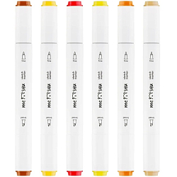 Набор двусторонних маркеров для скетчинга MESHU 06цв., осенние цвета, корпус трехг MS_38251