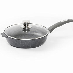 Сковорода 22см МЕЧТА Гранит с несъемн. ручкой и стекл. крышкой арт,С22701