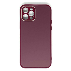 Задняя накладка AKSS для iPhone 12 Pro (6.1), бордовый, "бархатное стекло"