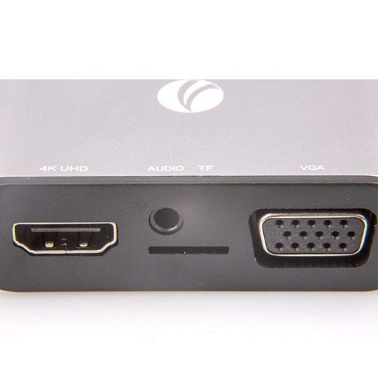 USB-Хаб VCOM CU425 USB3.1 Type-CM-->HDMI +VGA+3XUSB +PD charging+TF+AUDIO,Aluminum Shell