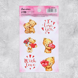Наклейки на подарки «С любовью», мишки, 9 × 16 см    9246778