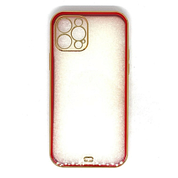 Задняя накладка AKSS для iPhone 12 Pro (6.1), красный, с металическим ободком (технология 6D)