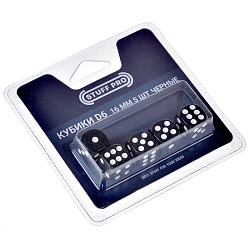 Набор кубиков Stuff-Pro (D6 16 мм 5 шт чёрные)