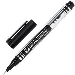 Маркер перманентный 0,5мм черный "Jet" супертонкий метал. након. BRAUBERG арт.150507