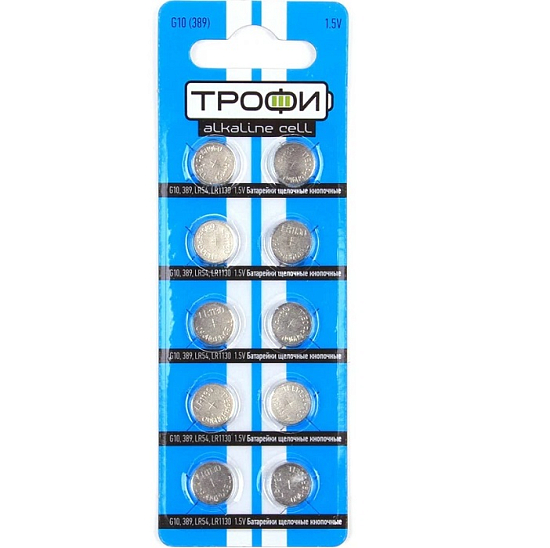 Элемент питания ТРОФИ AG10 (389) (SR1130W) LR1130, LR54