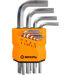 Набор ключей имбусовых HEX,9 шт,1.5-10 мм ВИХРЬ 73/6/5/11