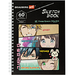 Скетчбук, 60л., 4 типа бумаги (акварельная,белая,черная,крафт) 146х204мм, гребень,BRAUBERG ART,115066
