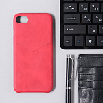 Задняя накладка LuazON для iPhone 7/8/SE (2020), с отсеком под карты, кожзам, красный   5864455