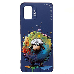 Задняя накладка SC335 для Samsung Galaxy A51 4G  (овечка) (dark blue) (227146)