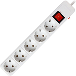 Сетевой фильтр SMARTBUY SBSP-5-50-W, белый, 16А, 3500 Вт, 5 гнезд, с з/ш, земля, ПВС 3x1.0 мм²