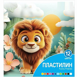 Пластилин LORI FUNNY FRIENDS 12 цв, 15 гр, пенал Плф-007/LR