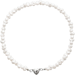Колье жемчужное "Сердце" 35 см, цвет белый в серебре   10906078