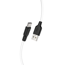 Кабель USB <--> Type-C  2.0м HOCO X21 Plus белый, чёрная вставка