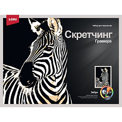 Скретчинг, 30 × 40 см, Животные «Зебра»